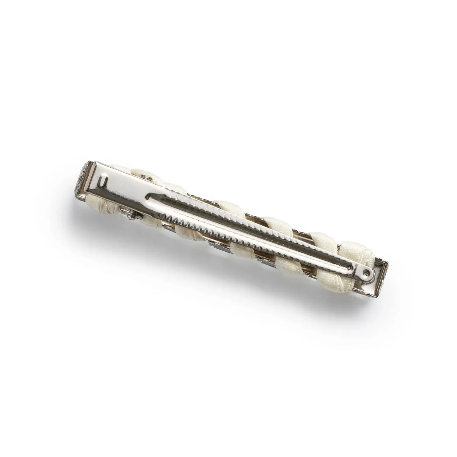 Crystal Satin Clip-Ivory| Satin Composition with Stunning All-Over Crystals & Secure Alligator Clip for Effortless Glam