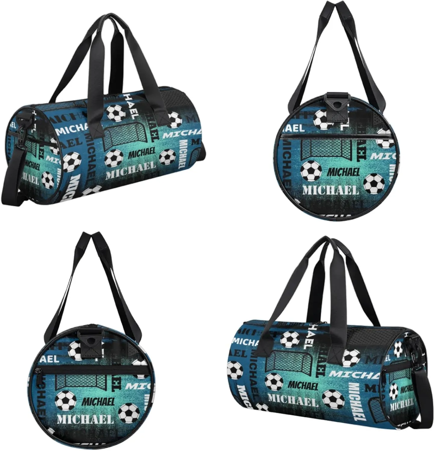 Custom Soccer Overnight Duffel Bag for Women Men, Personalized Name Sport Gym Bag Customized Travel Weekender Carry-On Bags, Navy