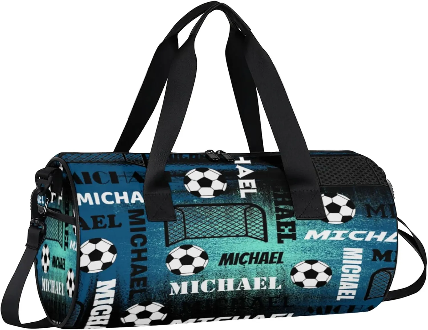 Custom Soccer Overnight Duffel Bag for Women Men, Personalized Name Sport Gym Bag Customized Travel Weekender Carry-On Bags, Navy