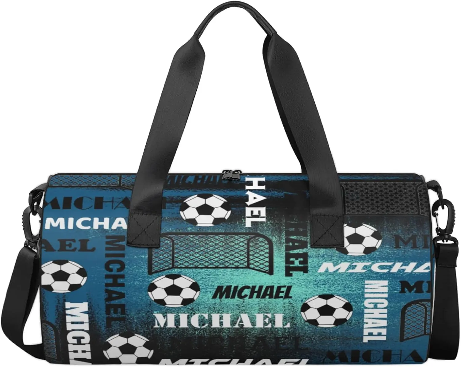 Custom Soccer Overnight Duffel Bag for Women Men, Personalized Name Sport Gym Bag Customized Travel Weekender Carry-On Bags, Navy