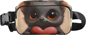 Cute Bat Big Eyes Black Waterproof Fanny Pack for Women Belt Bags Hip Pack Pattern Waist Bag for Women