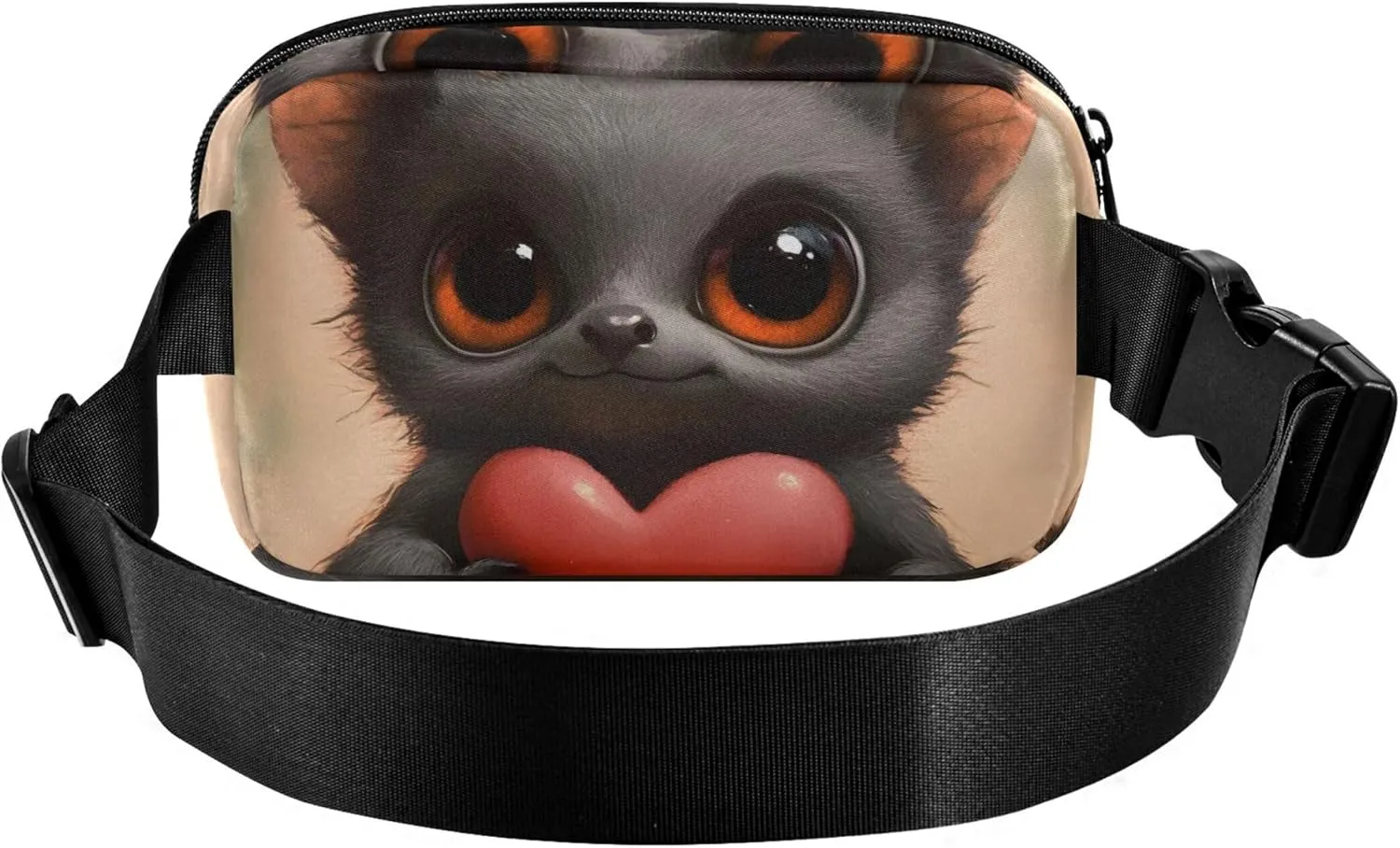 Cute Bat Big Eyes Black Waterproof Fanny Pack for Women Belt Bags Hip Pack Pattern Waist Bag for Women