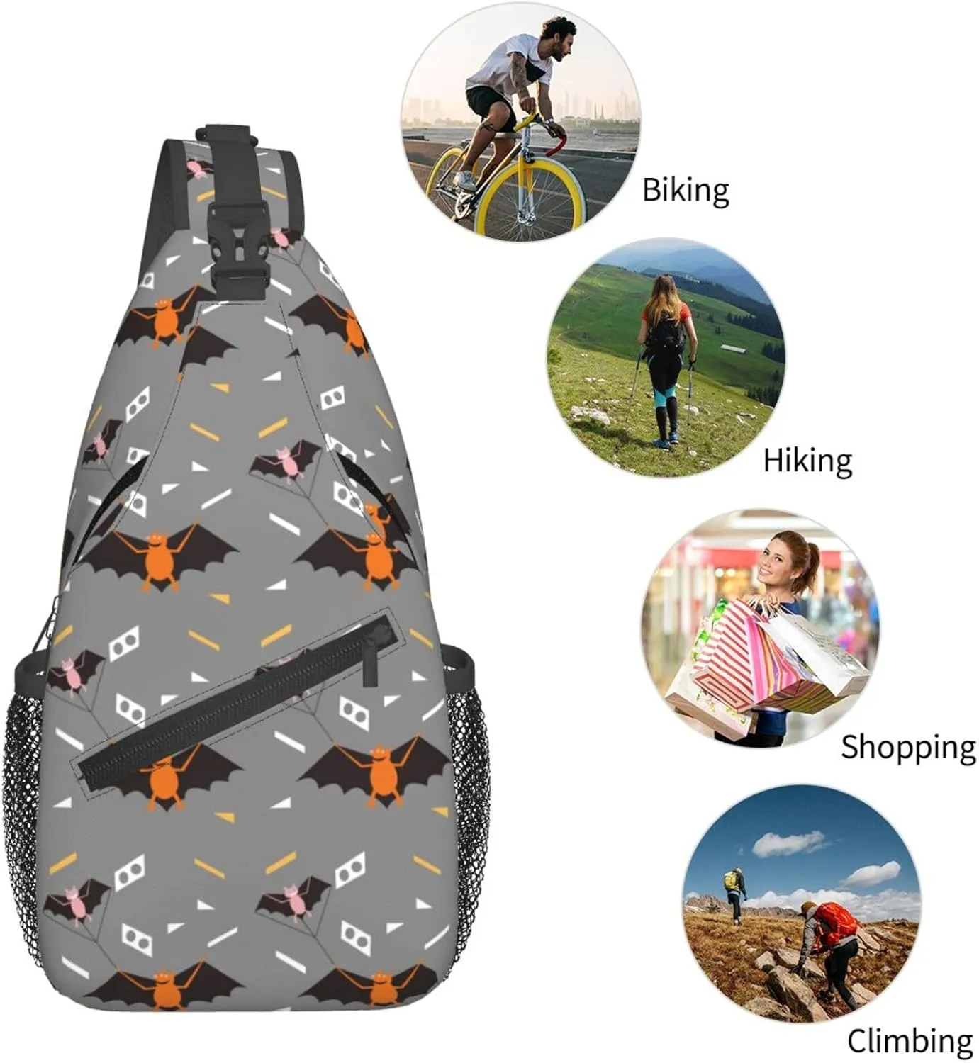 Cute bee flower Chest Bags Crossbody Sling Bag Shoulder Bag Travel Hiking Daypack For Men Women