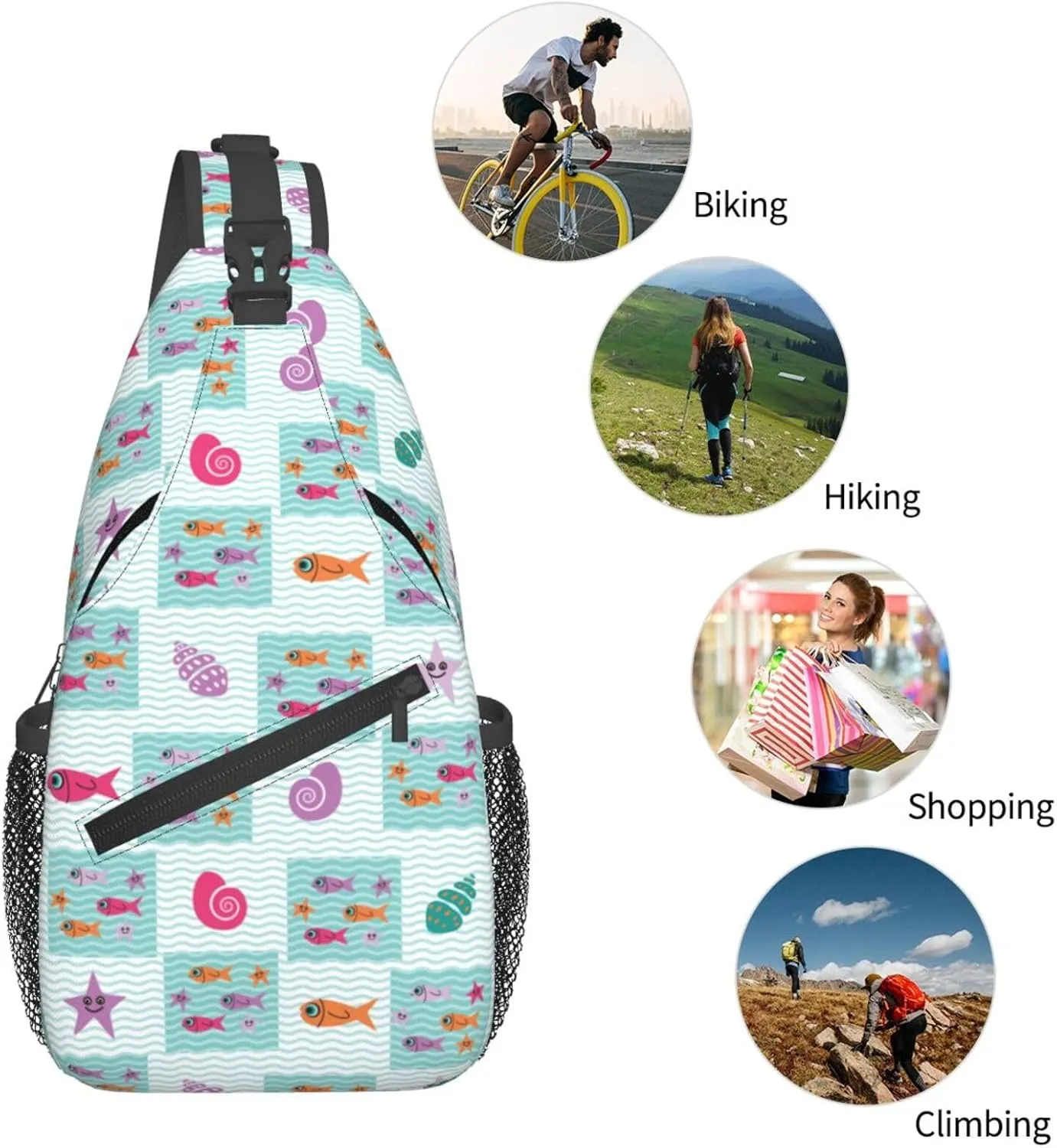 Cute bee flower Chest Bags Crossbody Sling Bag Shoulder Bag Travel Hiking Daypack For Men Women