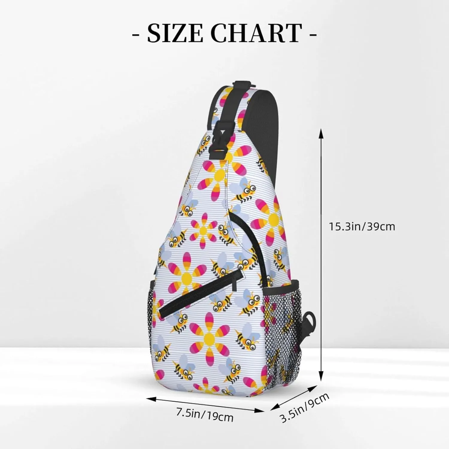 Cute bee flower Chest Bags Crossbody Sling Bag Shoulder Bag Travel Hiking Daypack For Men Women