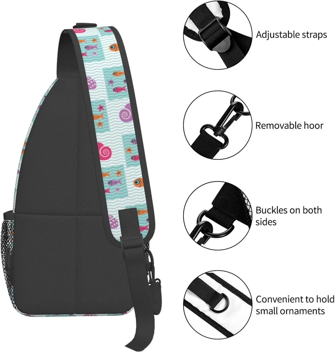 Cute bee flower Chest Bags Crossbody Sling Bag Shoulder Bag Travel Hiking Daypack For Men Women