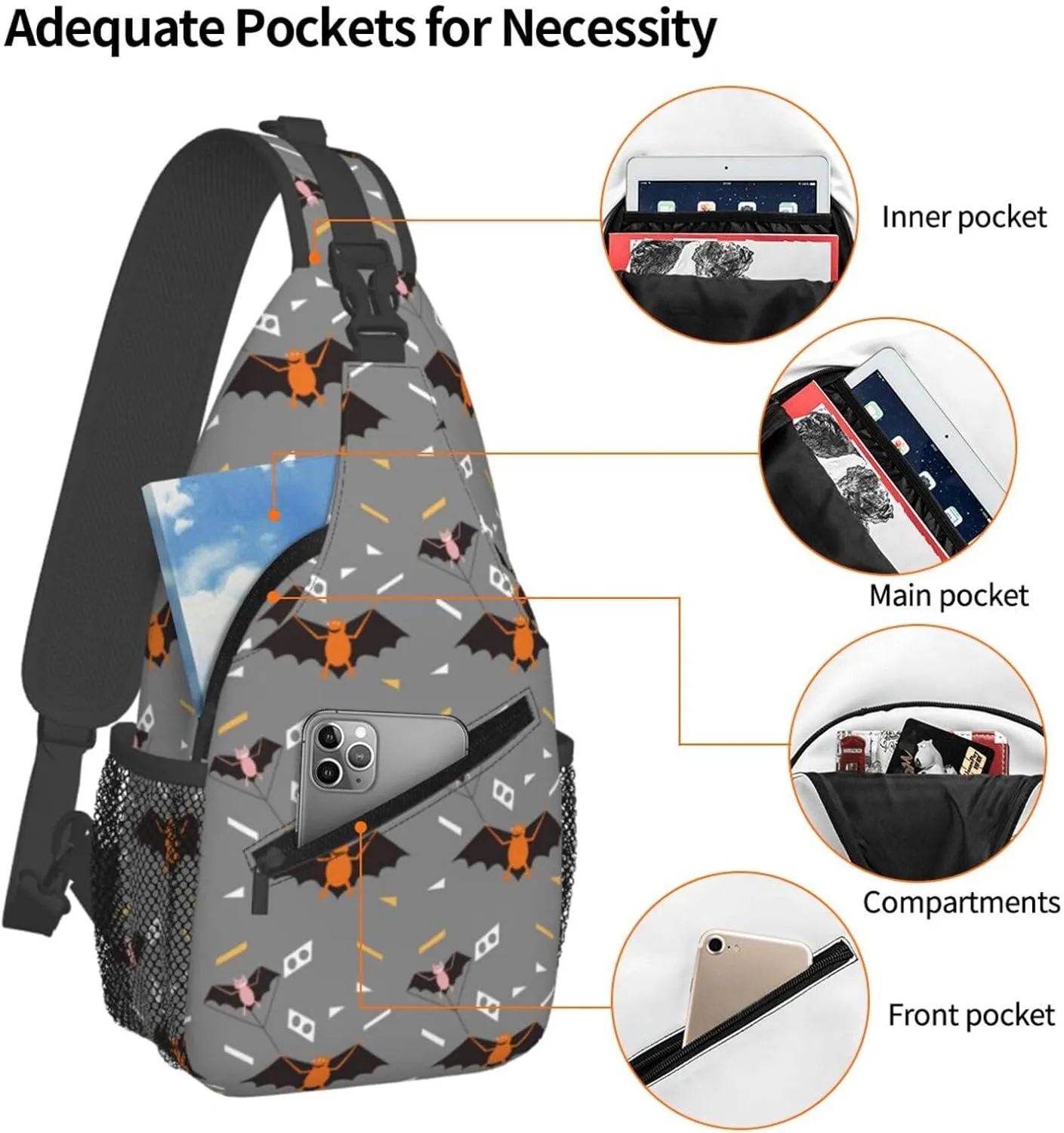 Cute bee flower Chest Bags Crossbody Sling Bag Shoulder Bag Travel Hiking Daypack For Men Women