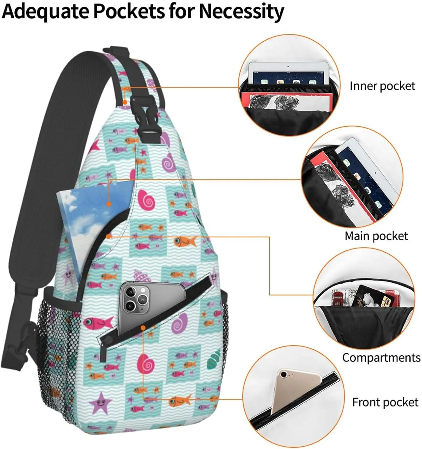 Cute bee flower Chest Bags Crossbody Sling Bag Shoulder Bag Travel Hiking Daypack For Men Women