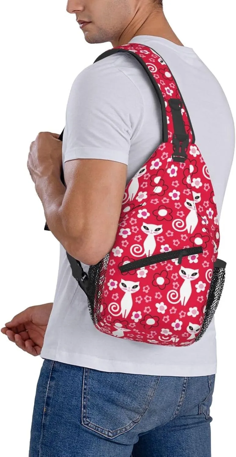 Cute pink bear Chest Bags Crossbody Sling Bag Shoulder Bag Travel Hiking Daypack For Men Women