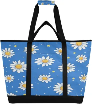 Daisy Reusable Insulated Lunchbox Cooler Bag, Leakproof Kitchen Grocery Bag Collapsible Portable Cooler Tote Bag for Picnic, Camping, Office, Travel