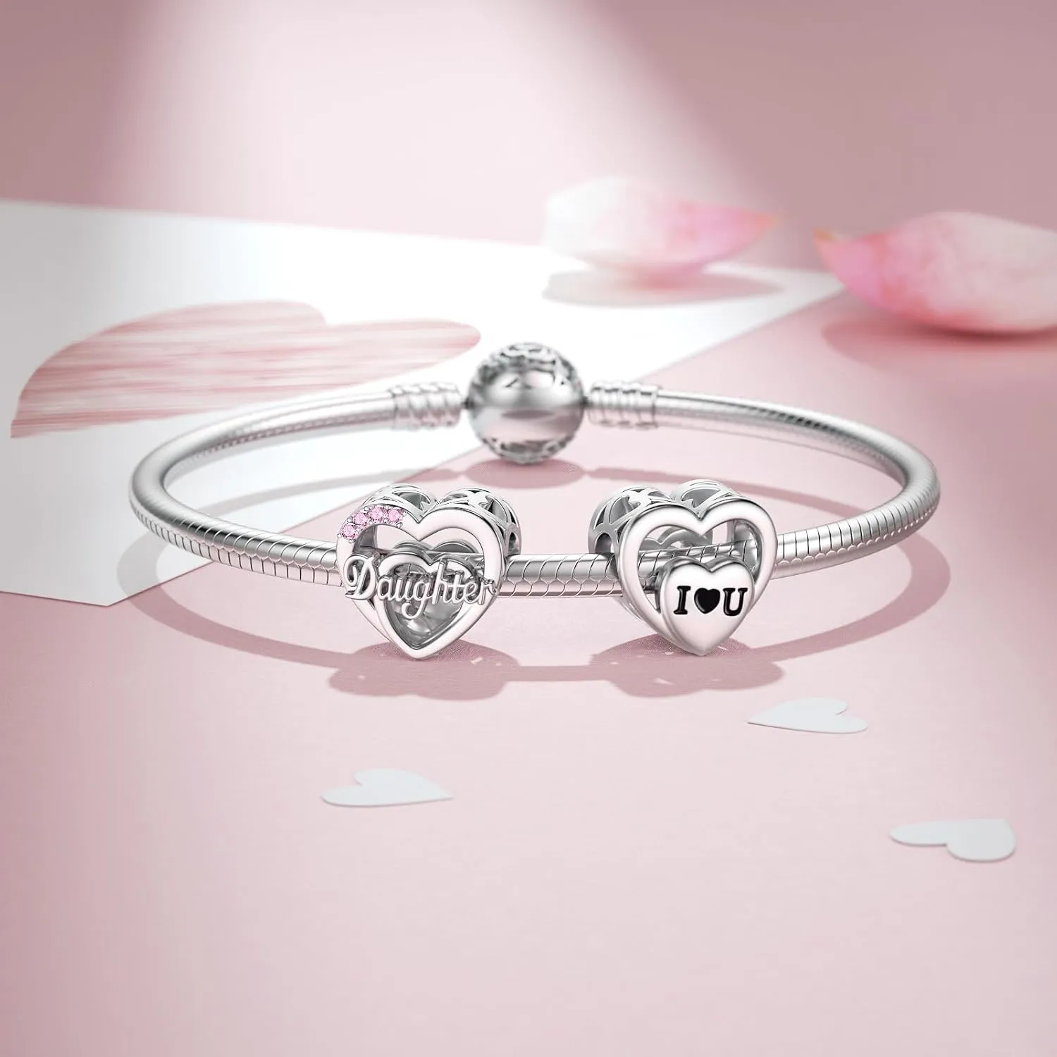 DALARAN 925 Sterling Silver Charms Mother Daughter Sister Dangle Bead for Charm Bracelet Necklace