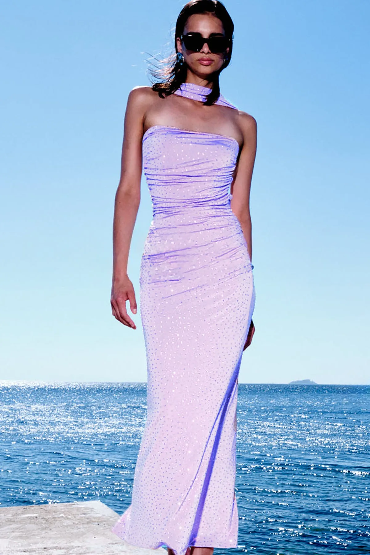 Darya Embellished Midi Dress - Lilac