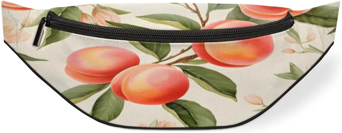 Delicious Watercolour Peaches Fanny Pack for Women Men Waist Pack Crossbody Bag with Adjustable Belt for Travel Hiking Running Cycling Festivals