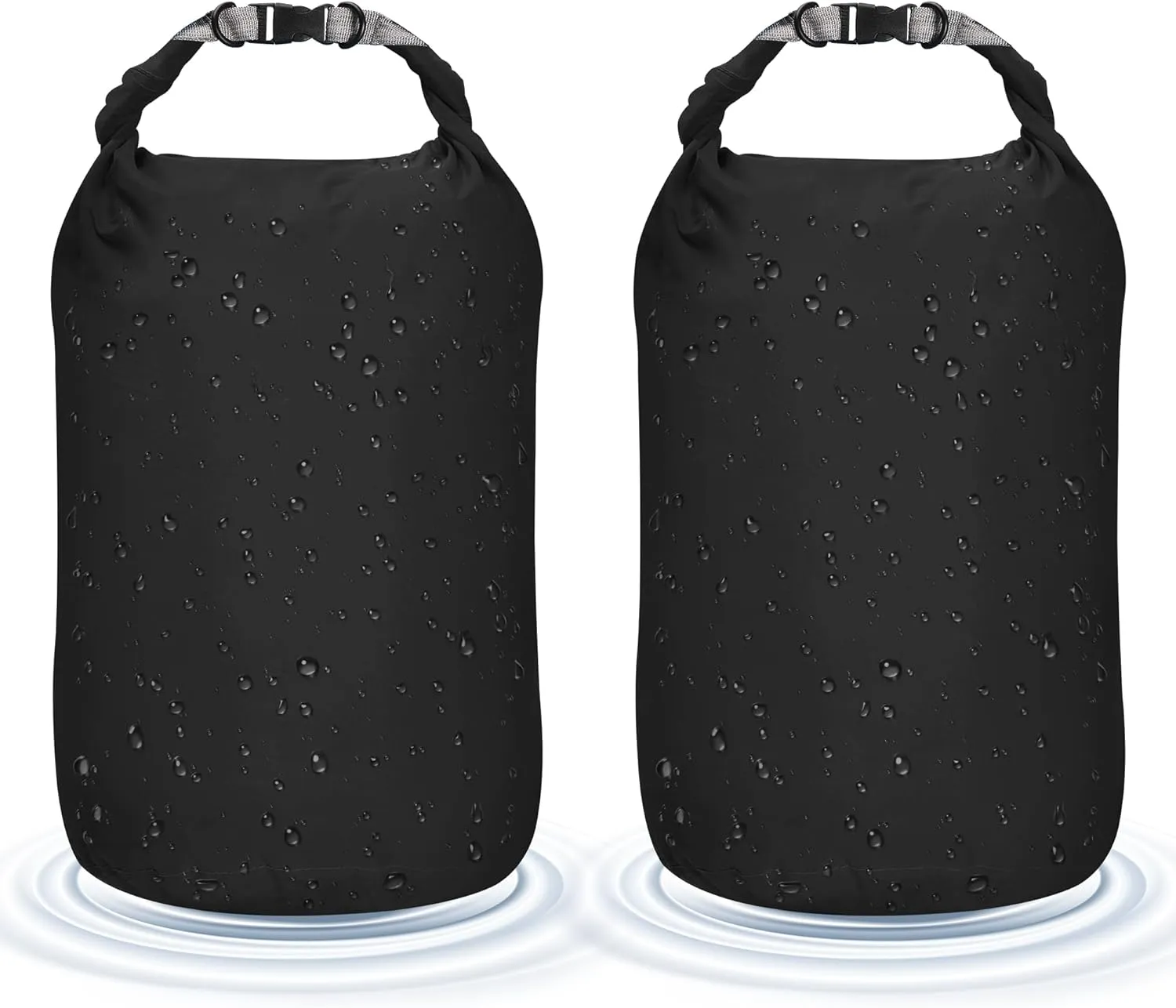 Desoto Waterproof Dry Bag 2 packs, 2L/5L/10L/20L/40L/70L Dry Sack Lightweight Portable, Dry Storage Bag to Keep Gear Dry Clean for Kayaking, Gym, Hiking, Swimming, Camping (Black, 20L)