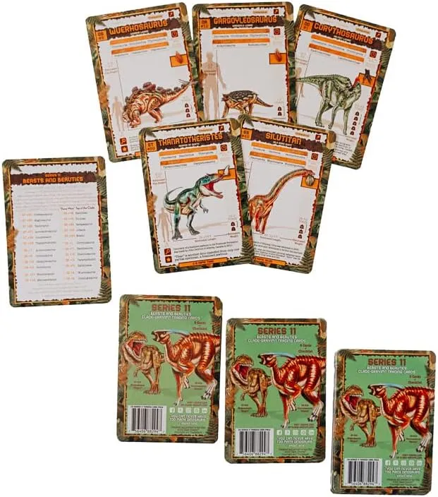 Dinosaur Trading Cards - Series 11 Multi Pack for Boys, Girls, and Adults Bundle The Beasts and Beauties (Three 5 Packs)