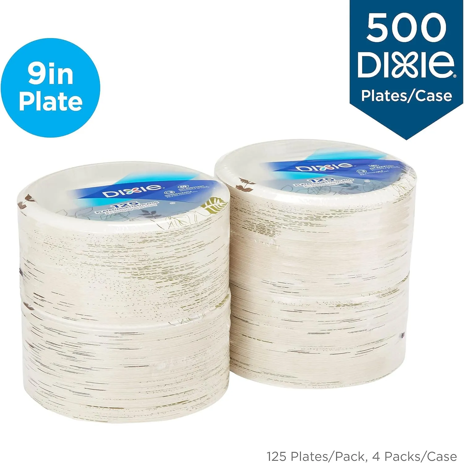 Dixie 8.5" Medium-Weight Paper Plates by GP PRO (Georgia-Pacific), Pathways, UX9WS, 500 Count (125 Plates Per Pack, 4 Packs Per Case)