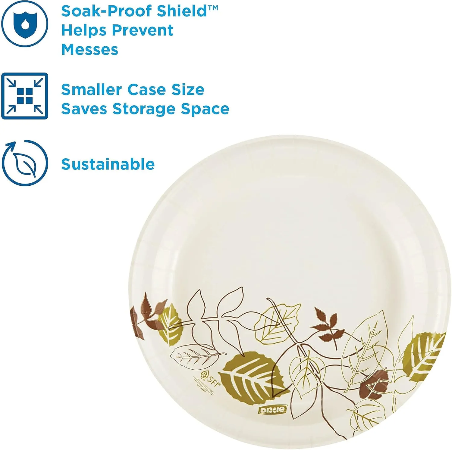 Dixie 8.5" Medium-Weight Paper Plates by GP PRO (Georgia-Pacific), Pathways, UX9WS, 500 Count (125 Plates Per Pack, 4 Packs Per Case)