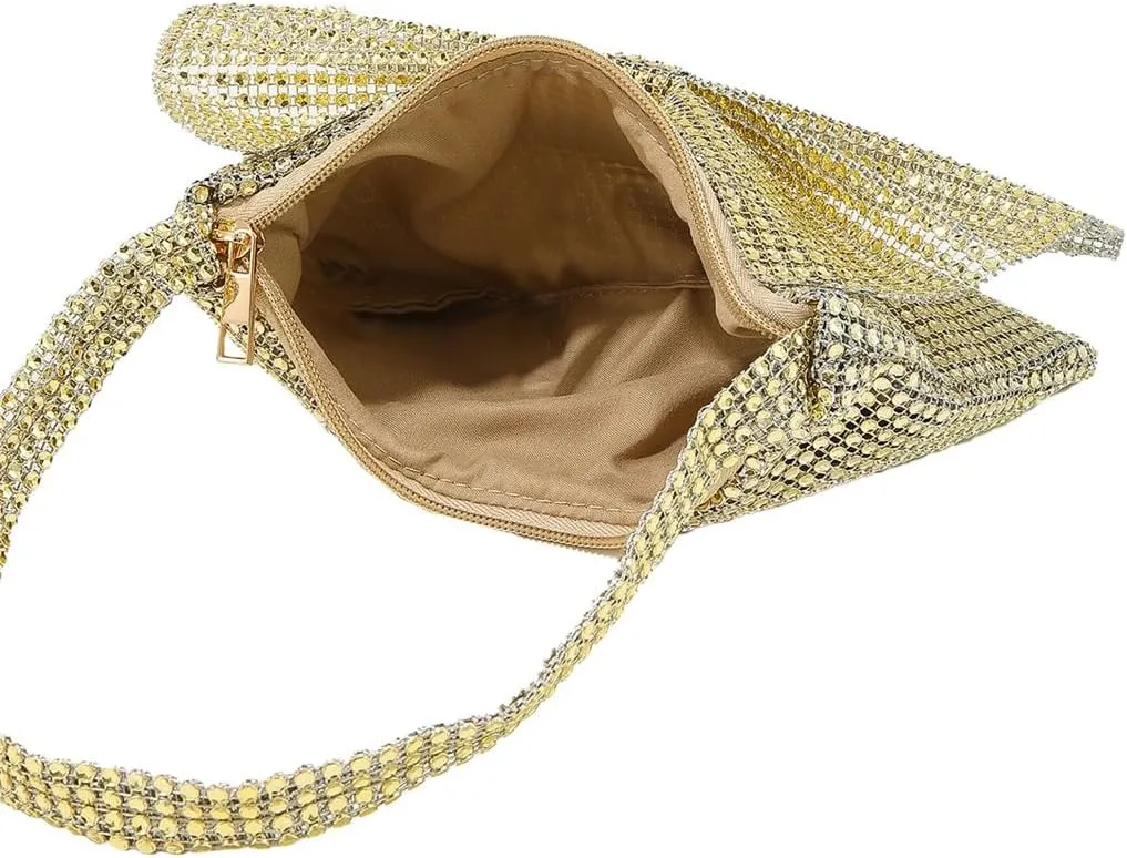 DJBM Women Bow Evening Clutch Sparkling Deluxe Rhinestones Purse for Daily Feast