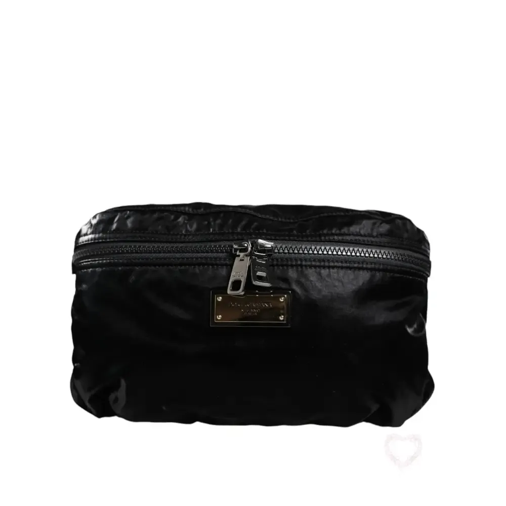 Dolce & Gabbana Black Nylon Fabric Belt Waist Fanny Pack Bag