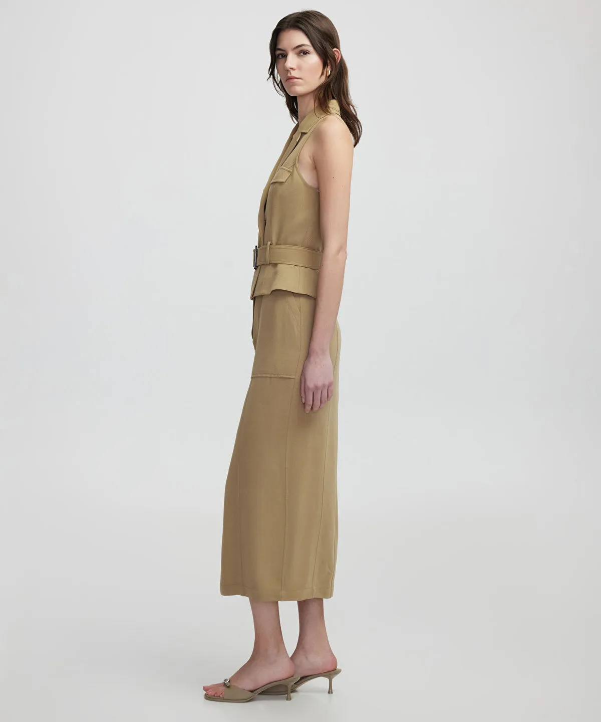 Double-breasted dress with belt