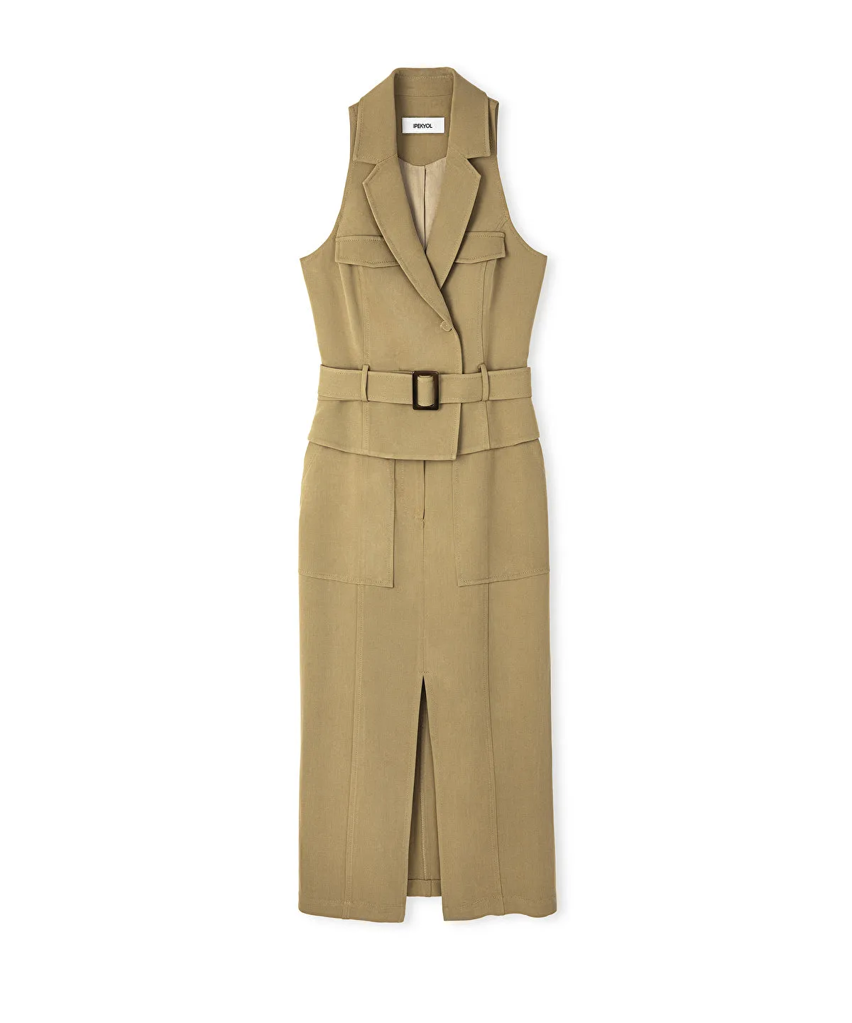 Double-breasted dress with belt