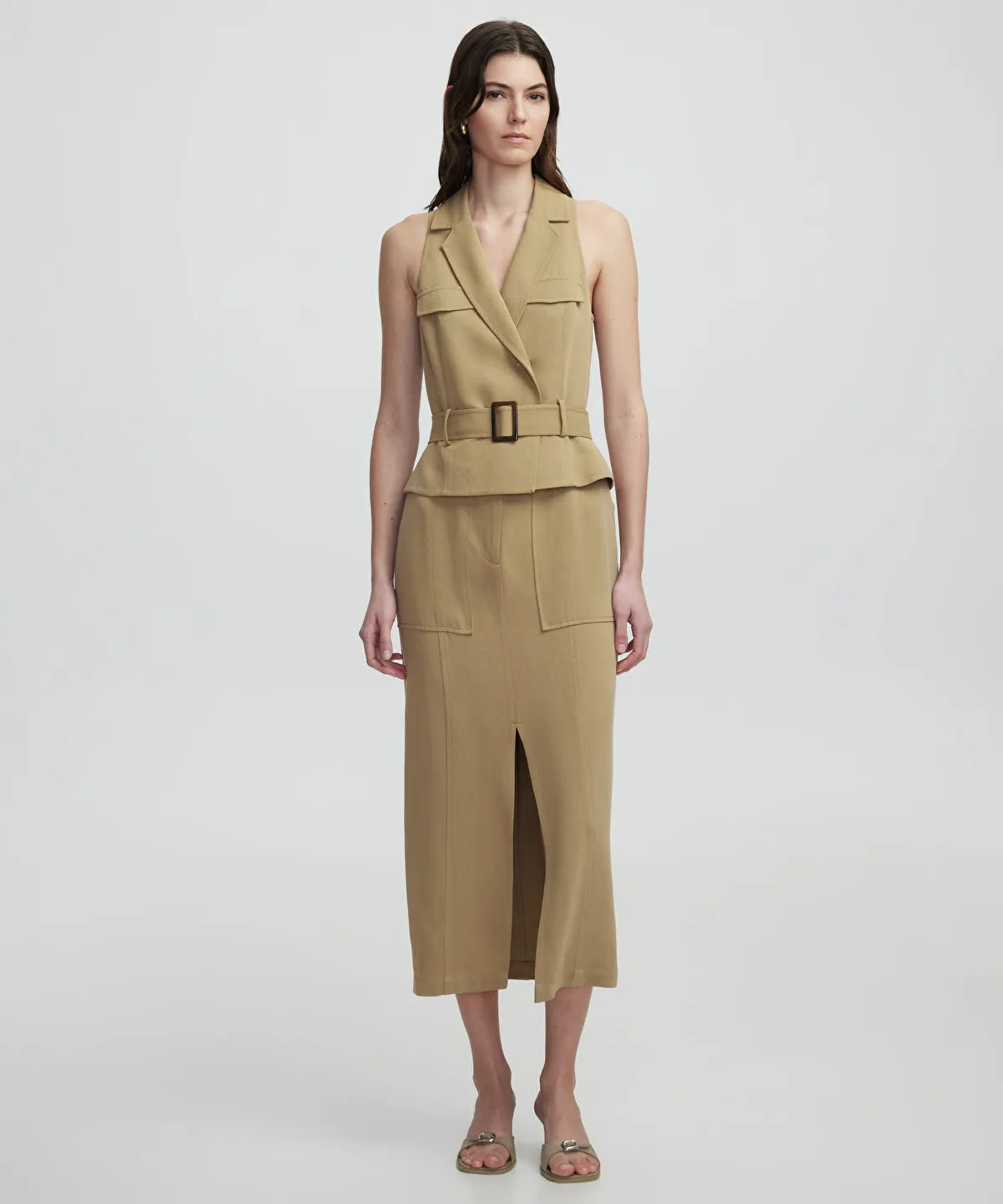 Double-breasted dress with belt