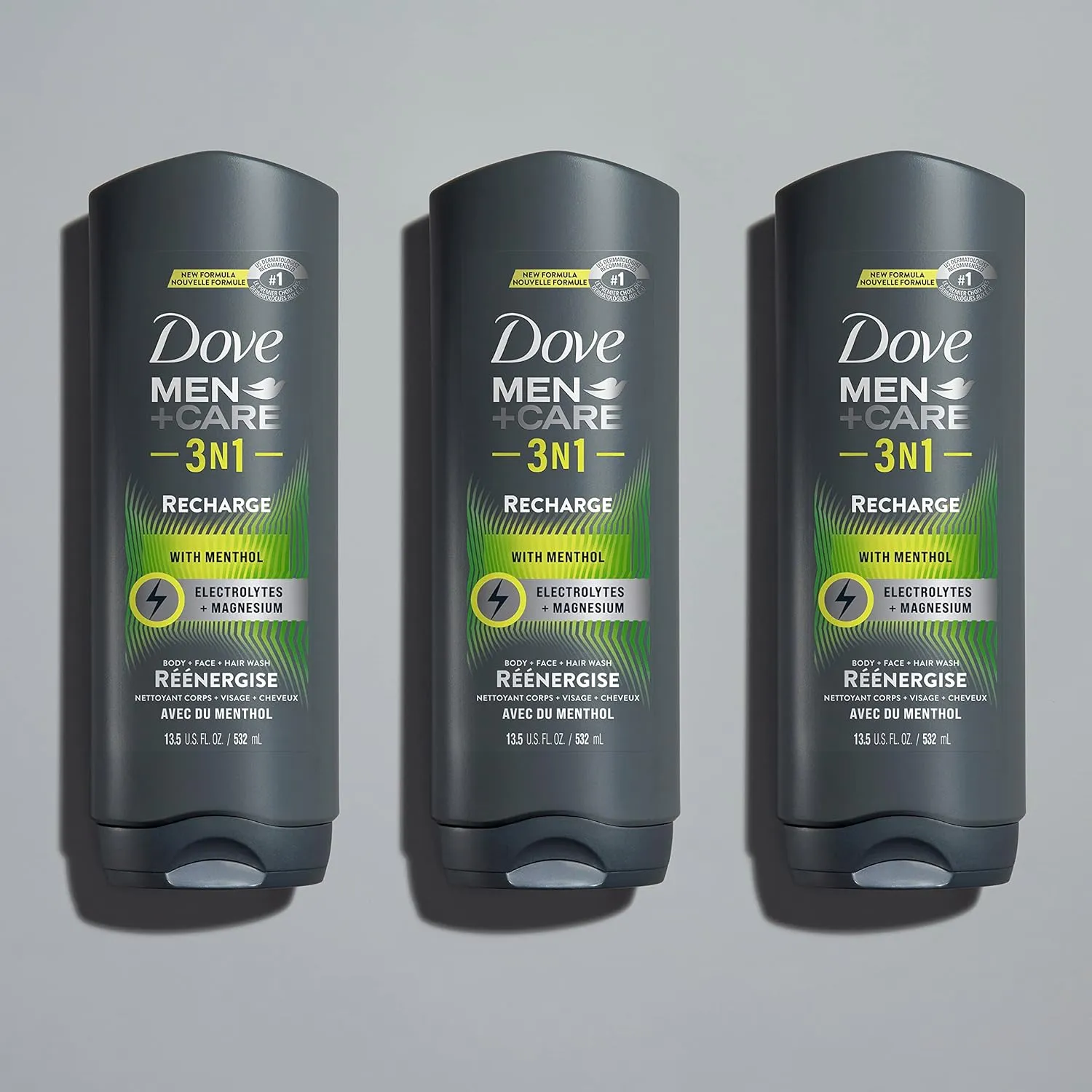 DOVE MEN   CARE Post-Workout Body Wash 3N1 Recharge 4 Count For Men With Menthol, 18 oz