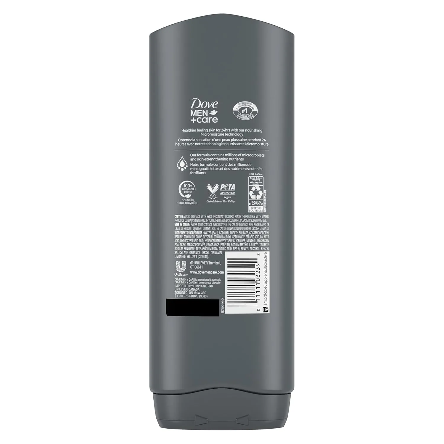 DOVE MEN   CARE Post-Workout Body Wash 3N1 Recharge 4 Count For Men With Menthol, 18 oz