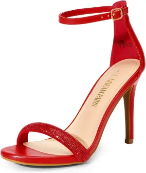 DREAM PAIRS Women's High Heels Flower Ankle Strap Stilettos Round Open Toe Dressy Sexy Sandals