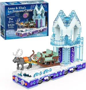 Educiro Ice Princess Castle with Reindeer Sven moveable Toy Building Set for Kids, Girls, and Boys Ages 8-12,(912 Pieces) Anna-Elsa's Toys Gift Ideas