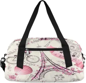 Eiffel Tower Paris France Kids Duffle Bag for Boys Girls Overnight Travel Bag Kids Duffel Bags Ballet Weekender Bag for School Gym Sport Sleepover Carry On Bag