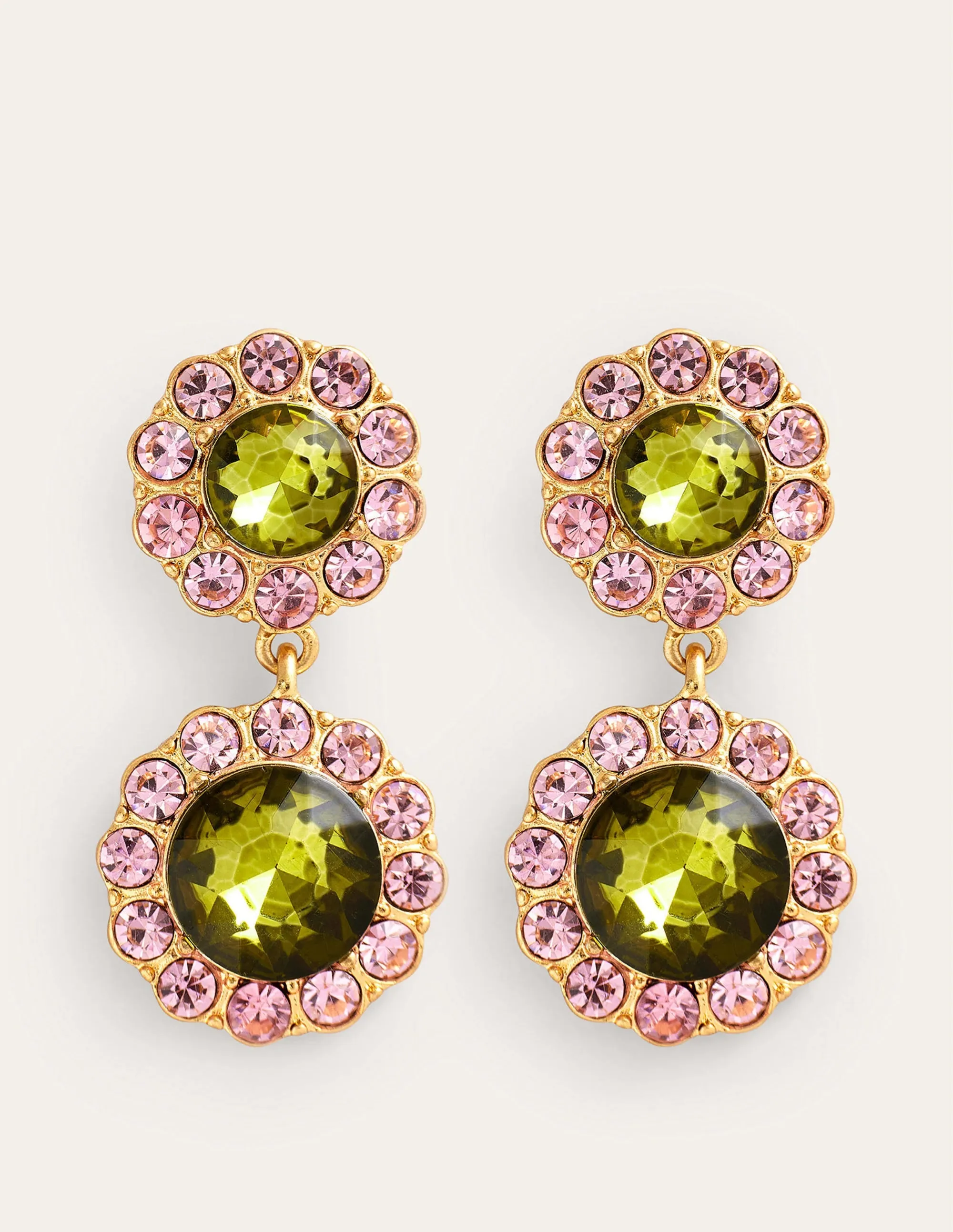 Embellished Flower Earrings-Green