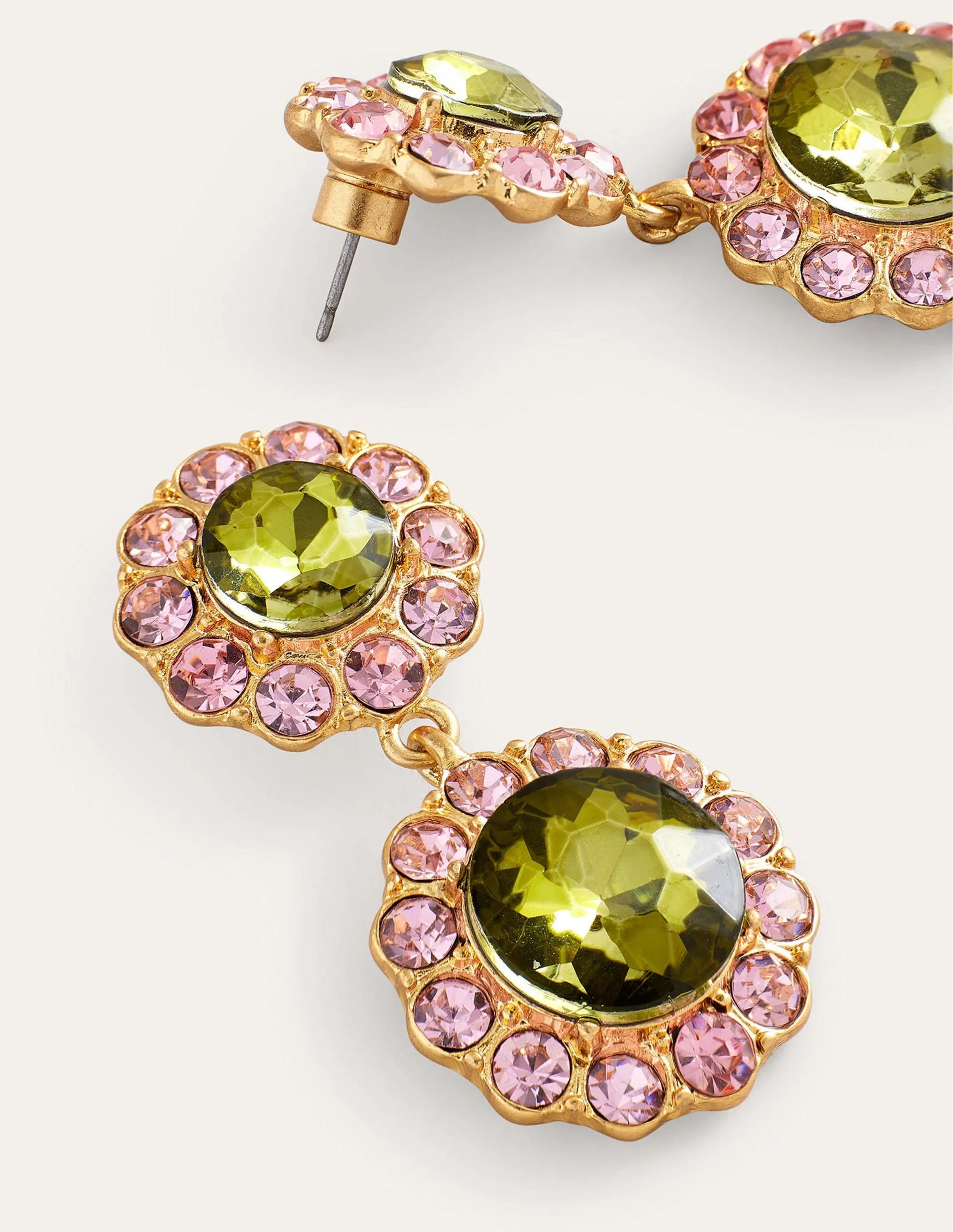 Embellished Flower Earrings-Green