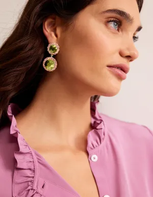 Embellished Flower Earrings-Green