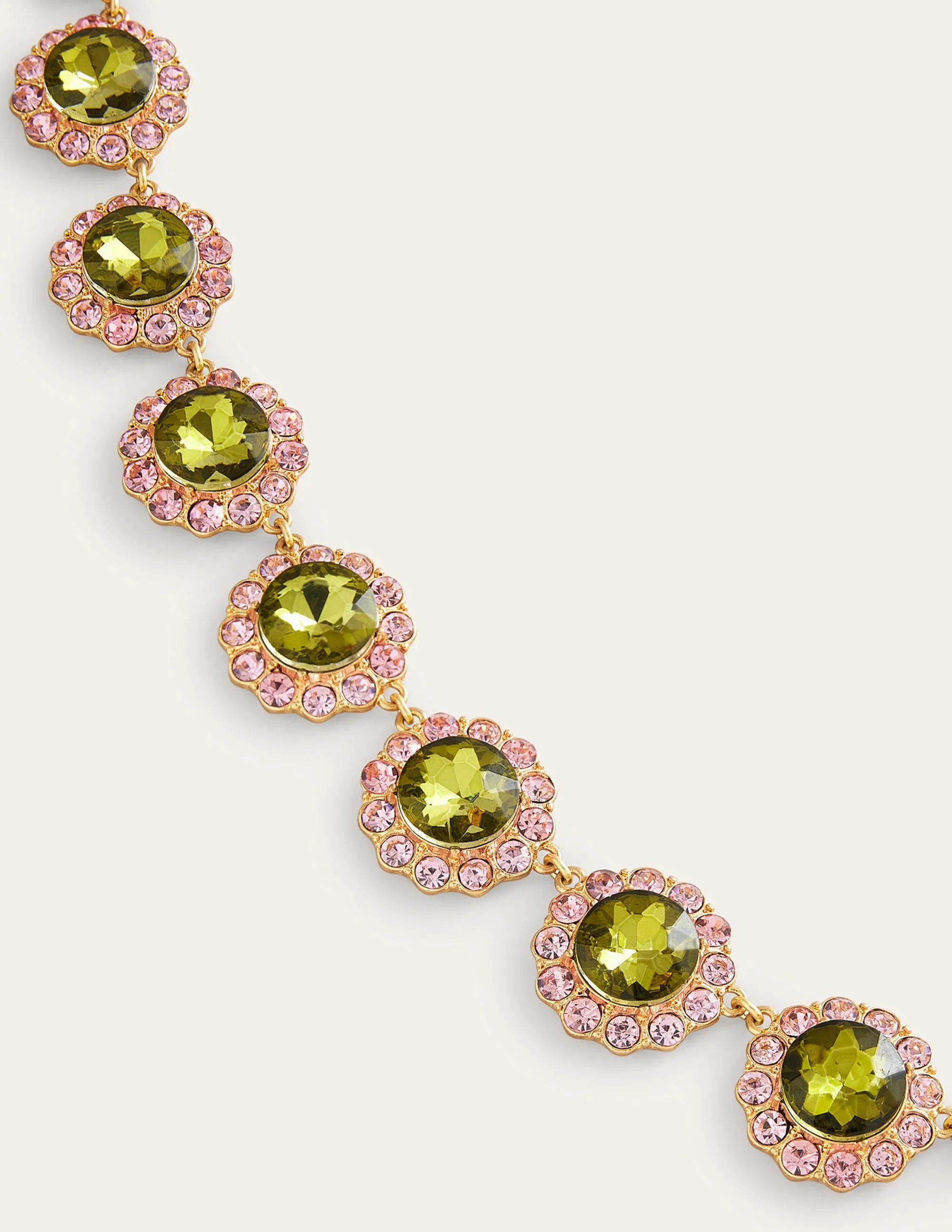 Embellished Flower Necklace-Green