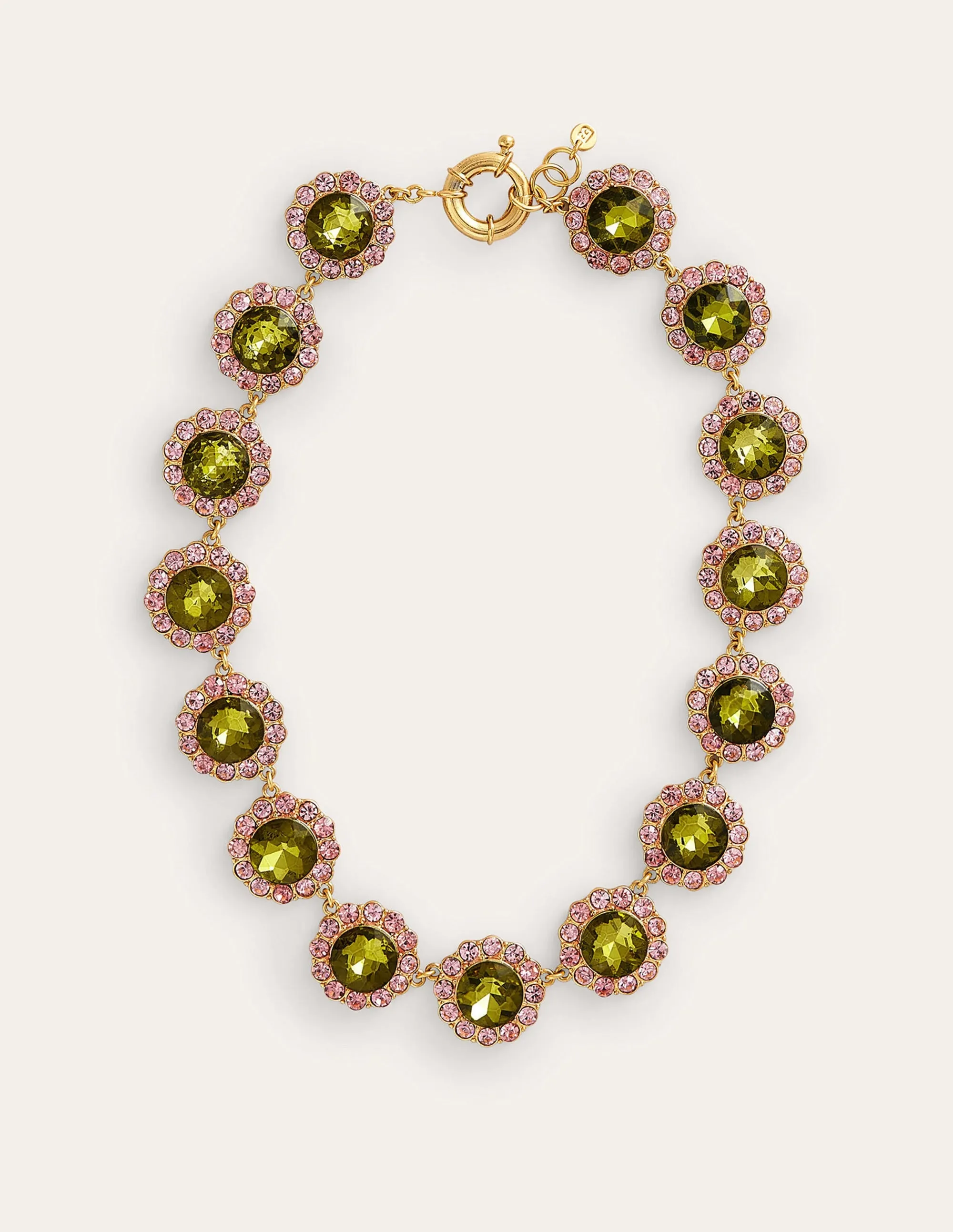 Embellished Flower Necklace-Green