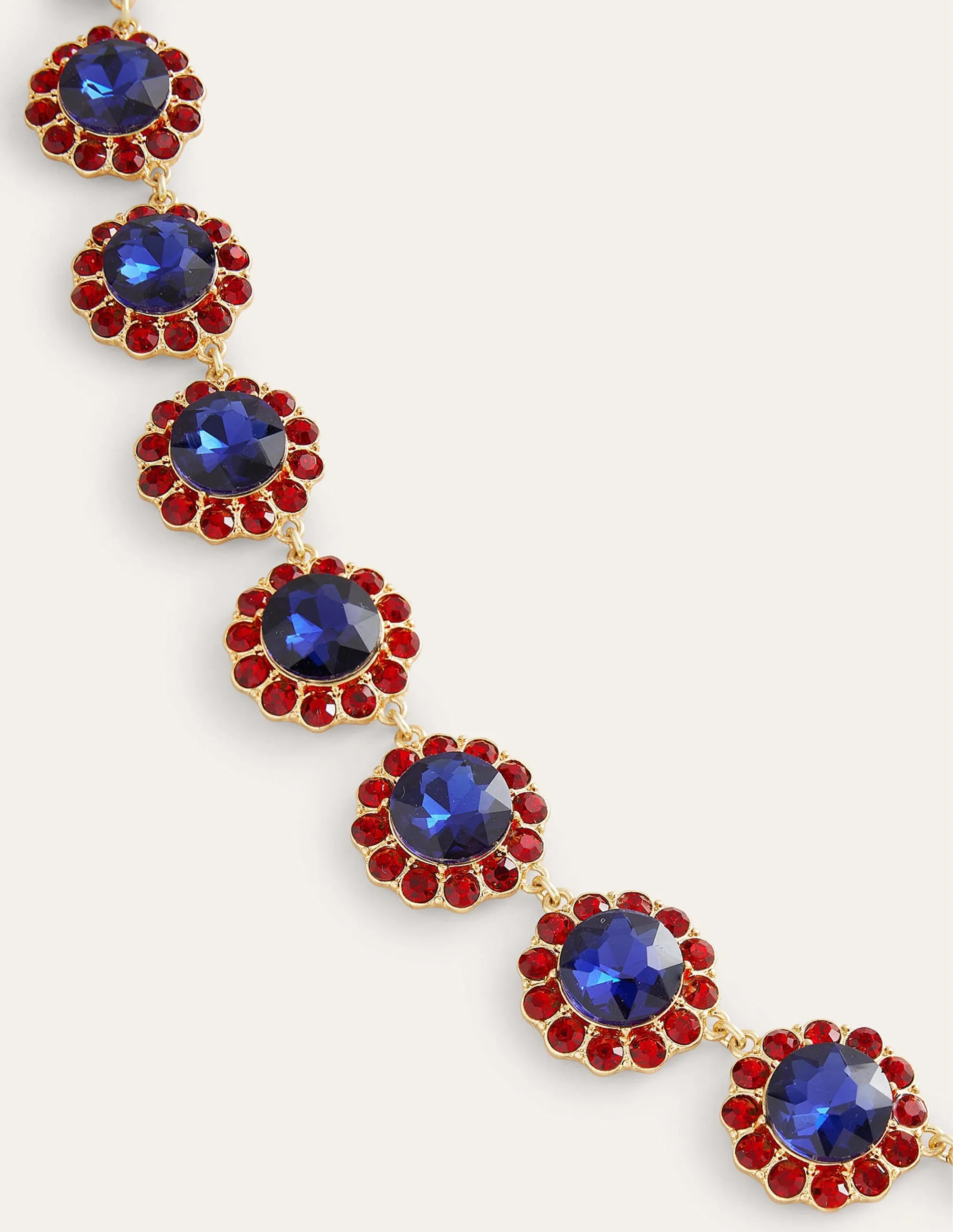 Embellished Flower Necklace-RED/BLUE