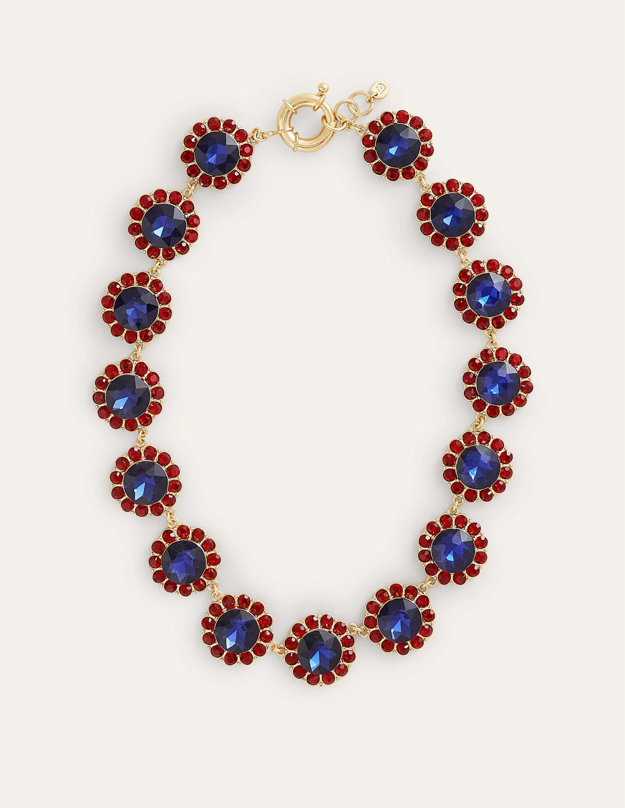 Embellished Flower Necklace-RED/BLUE