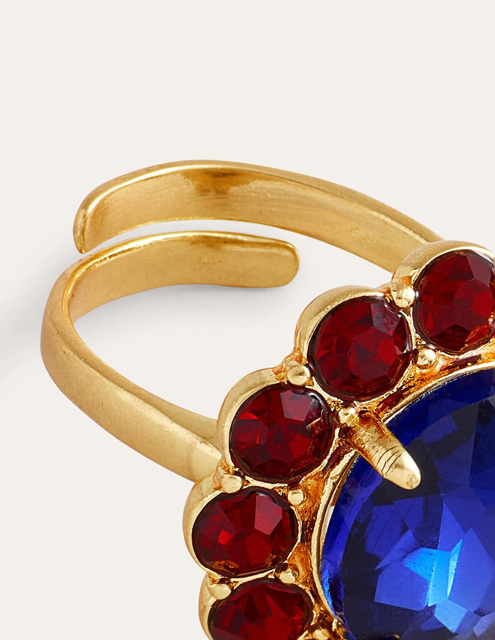 Embellished Flower Ring-Red/Blue