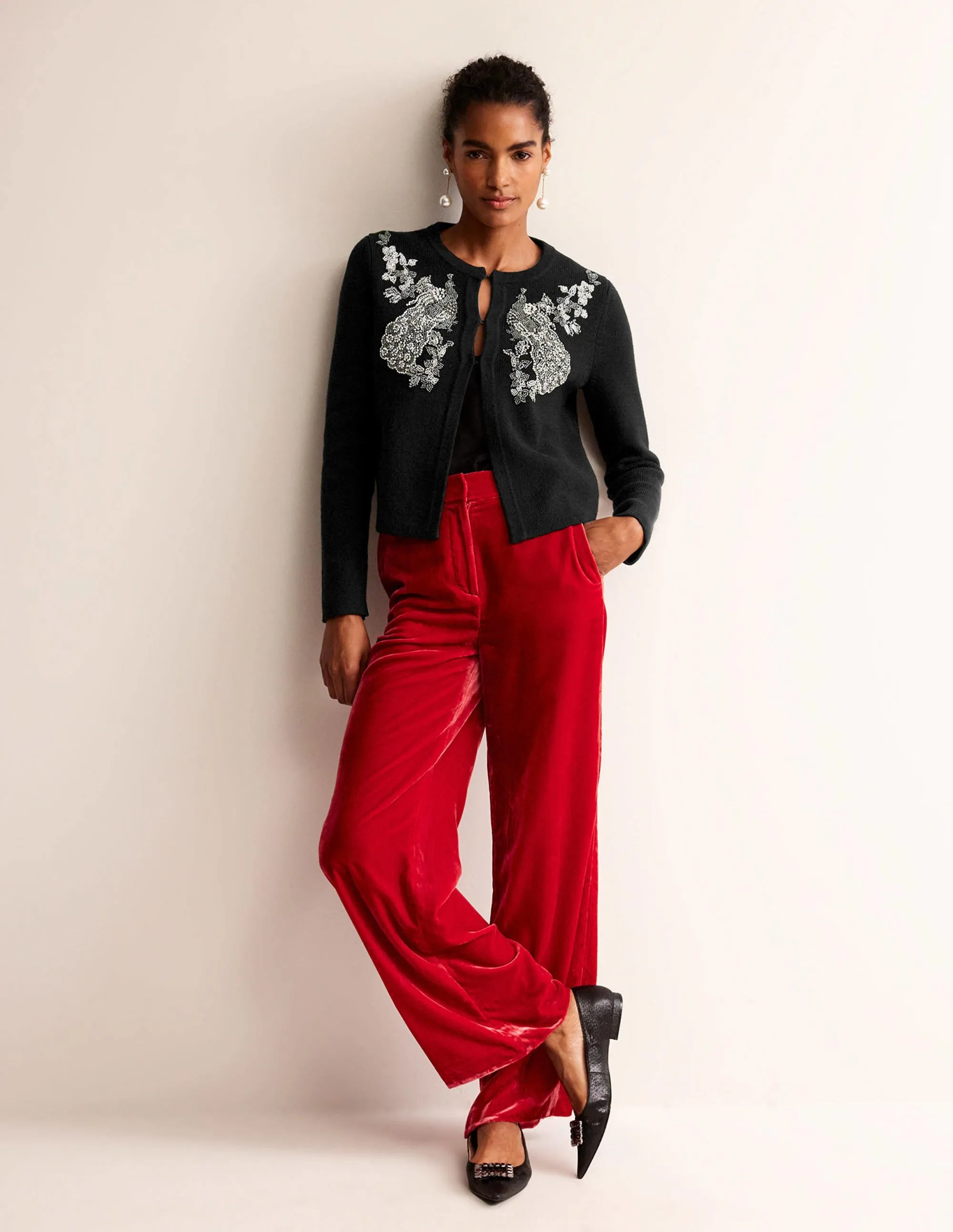 Embellished Knitted Jacket-Black