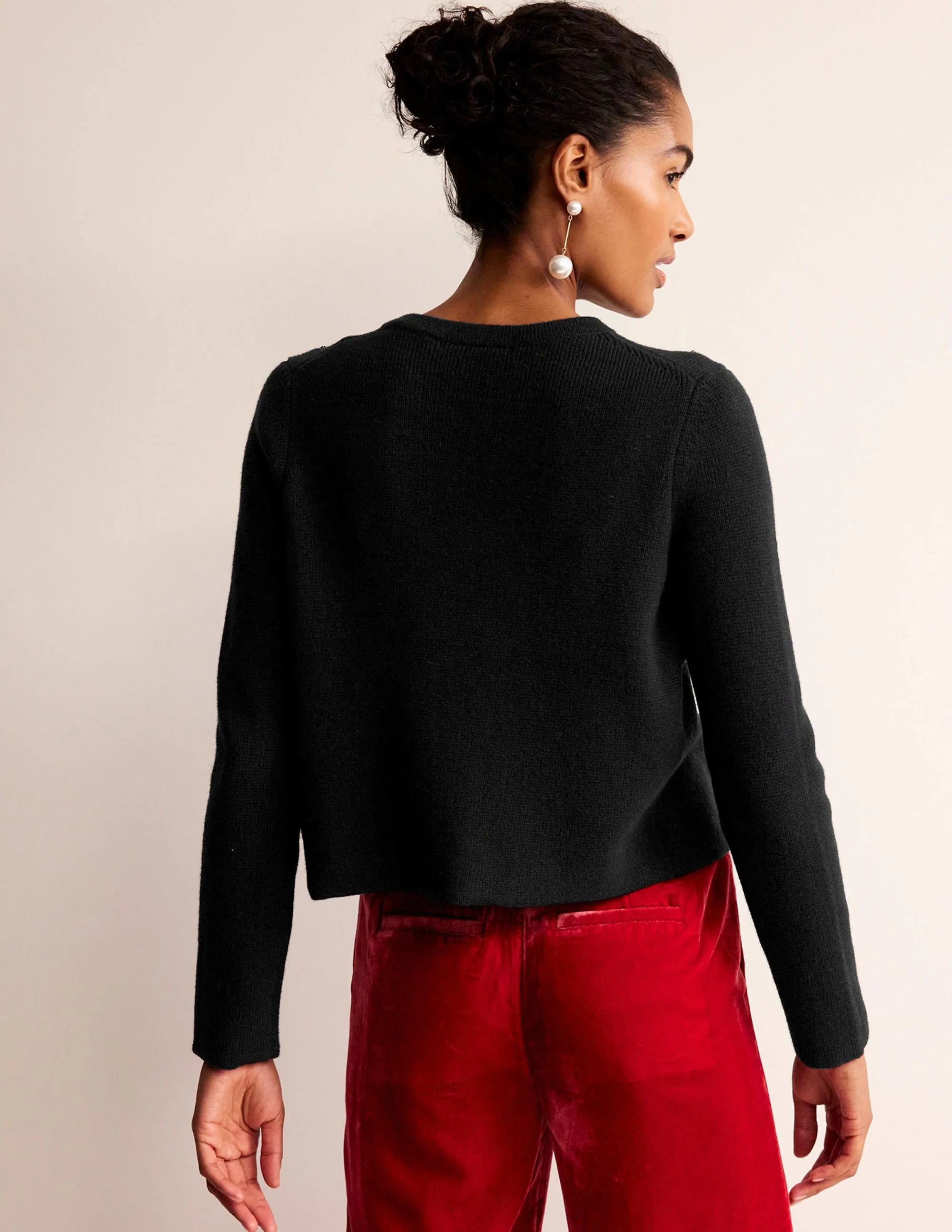 Embellished Knitted Jacket-Black