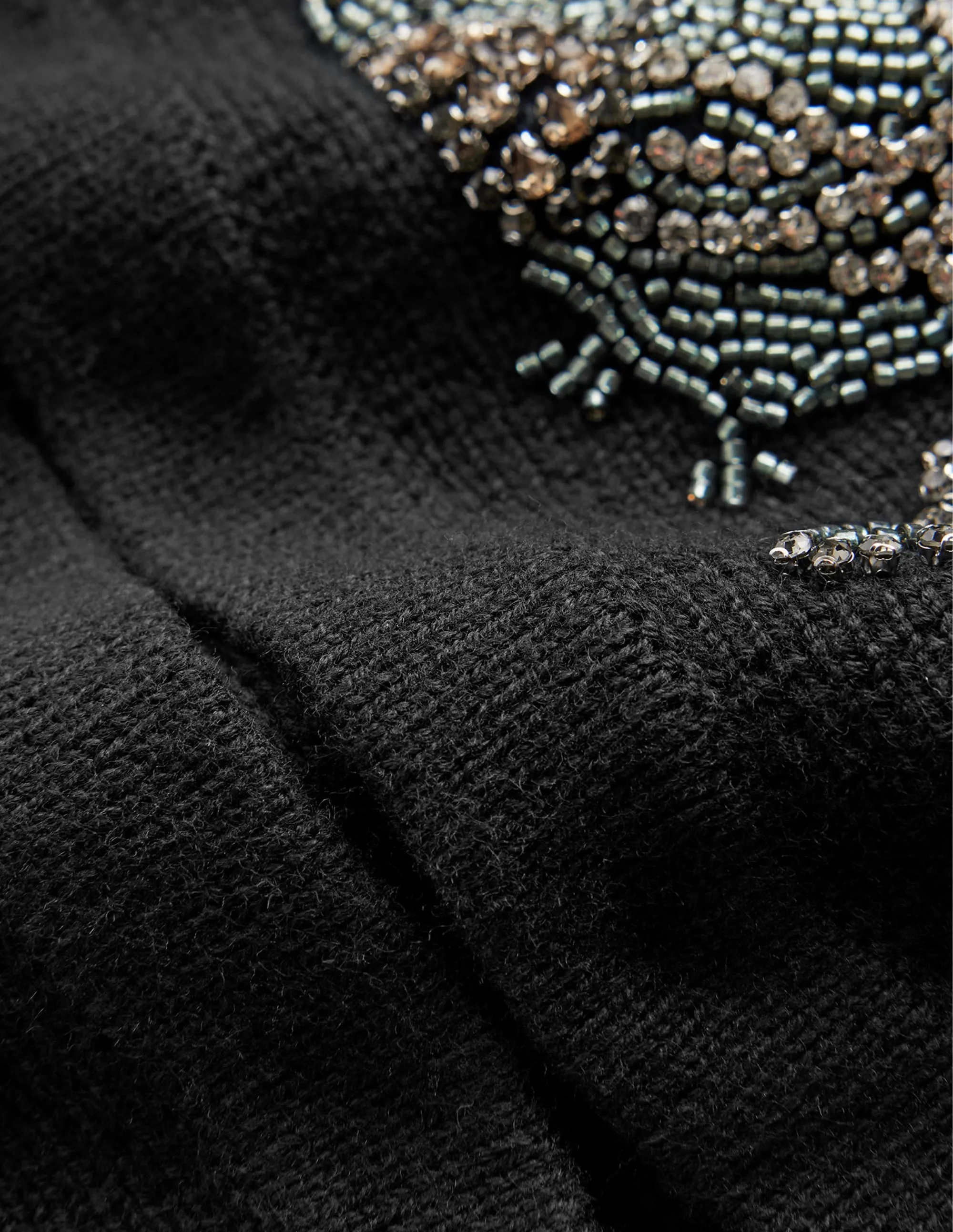 Embellished Knitted Jacket-Black