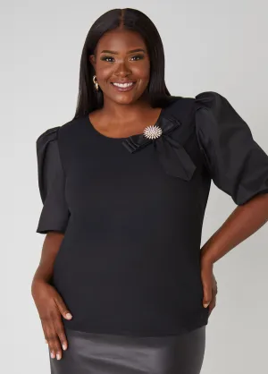 Embellished Poplin Sleeved Top