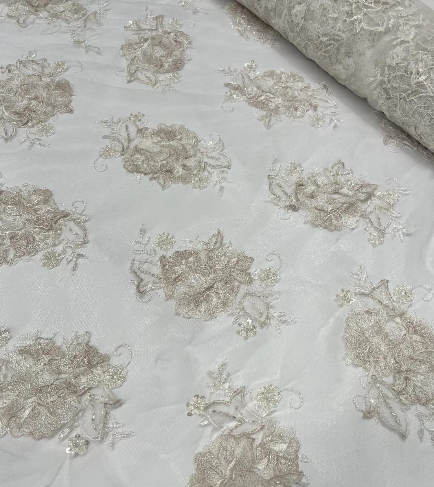 Embellished Tulle Champagne 1207 (7.9m Piece)