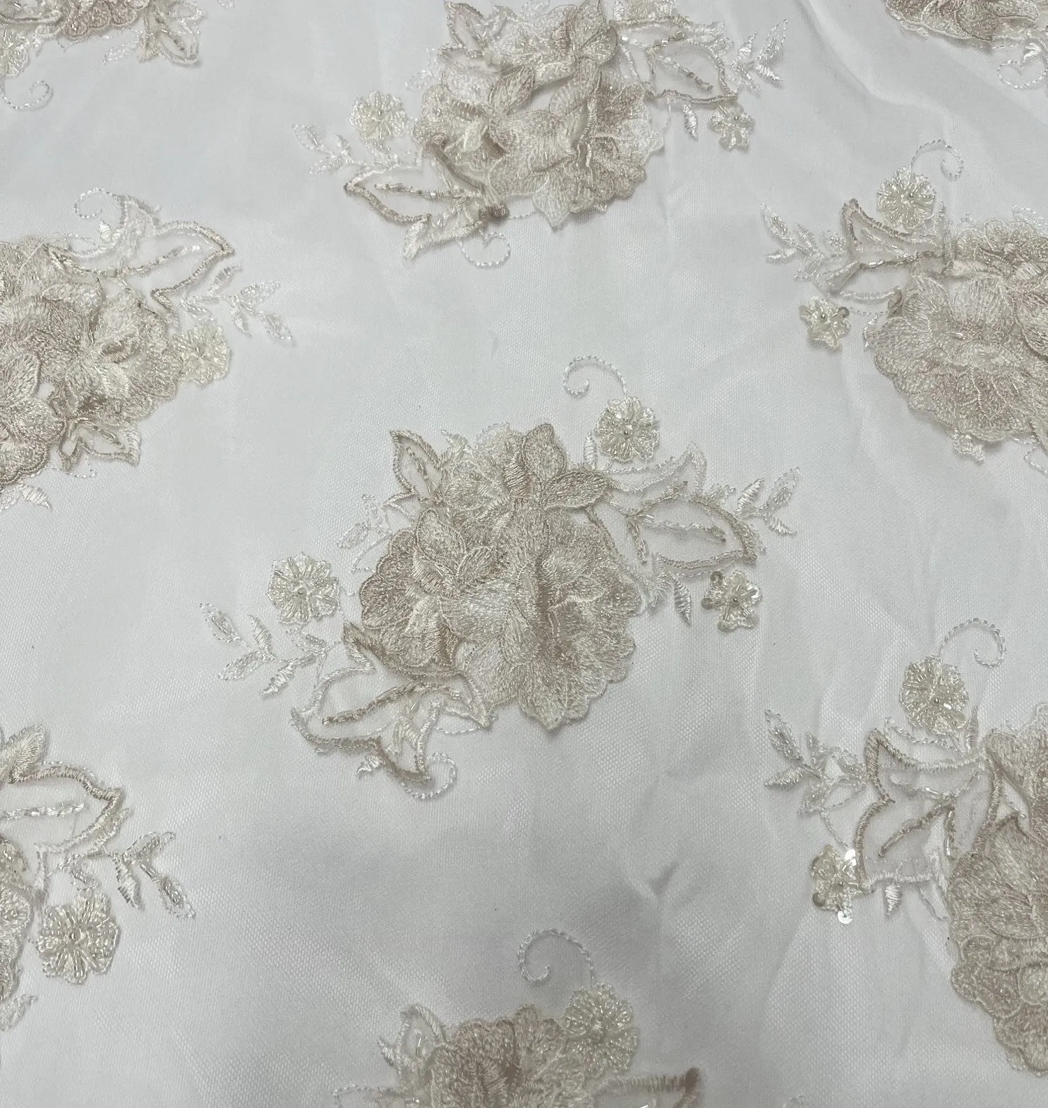 Embellished Tulle Champagne 1207 (7.9m Piece)