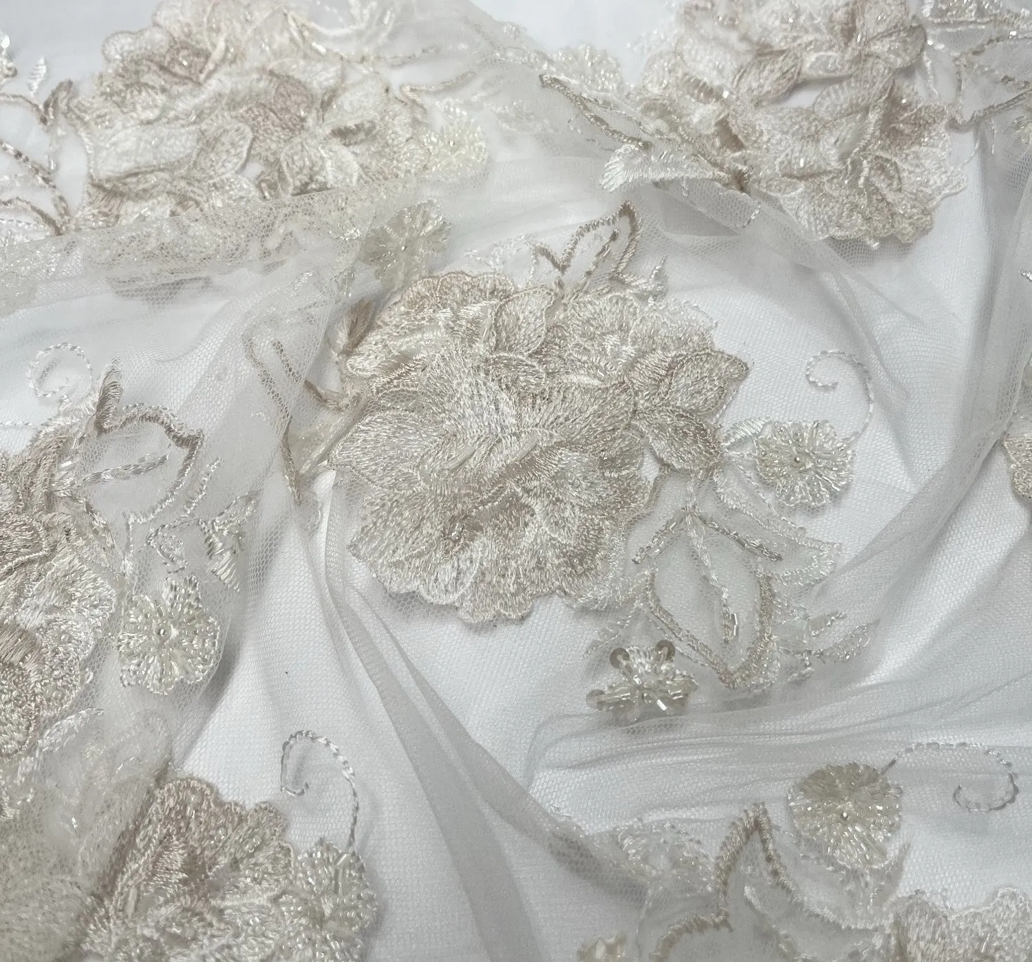 Embellished Tulle Champagne 1207 (7.9m Piece)