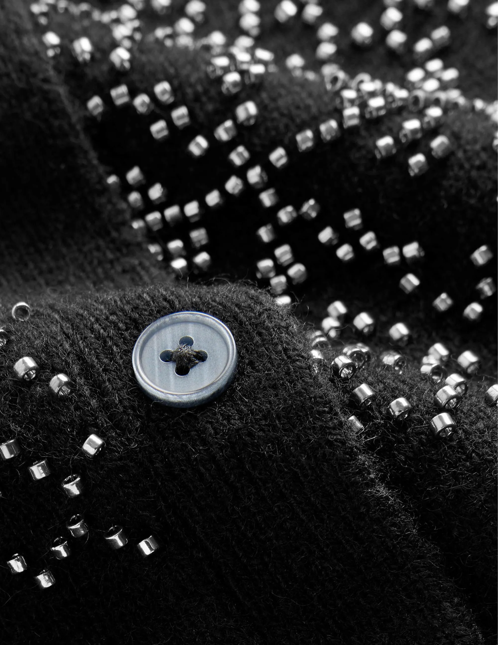 Embellished Yoke Cardigan-Black