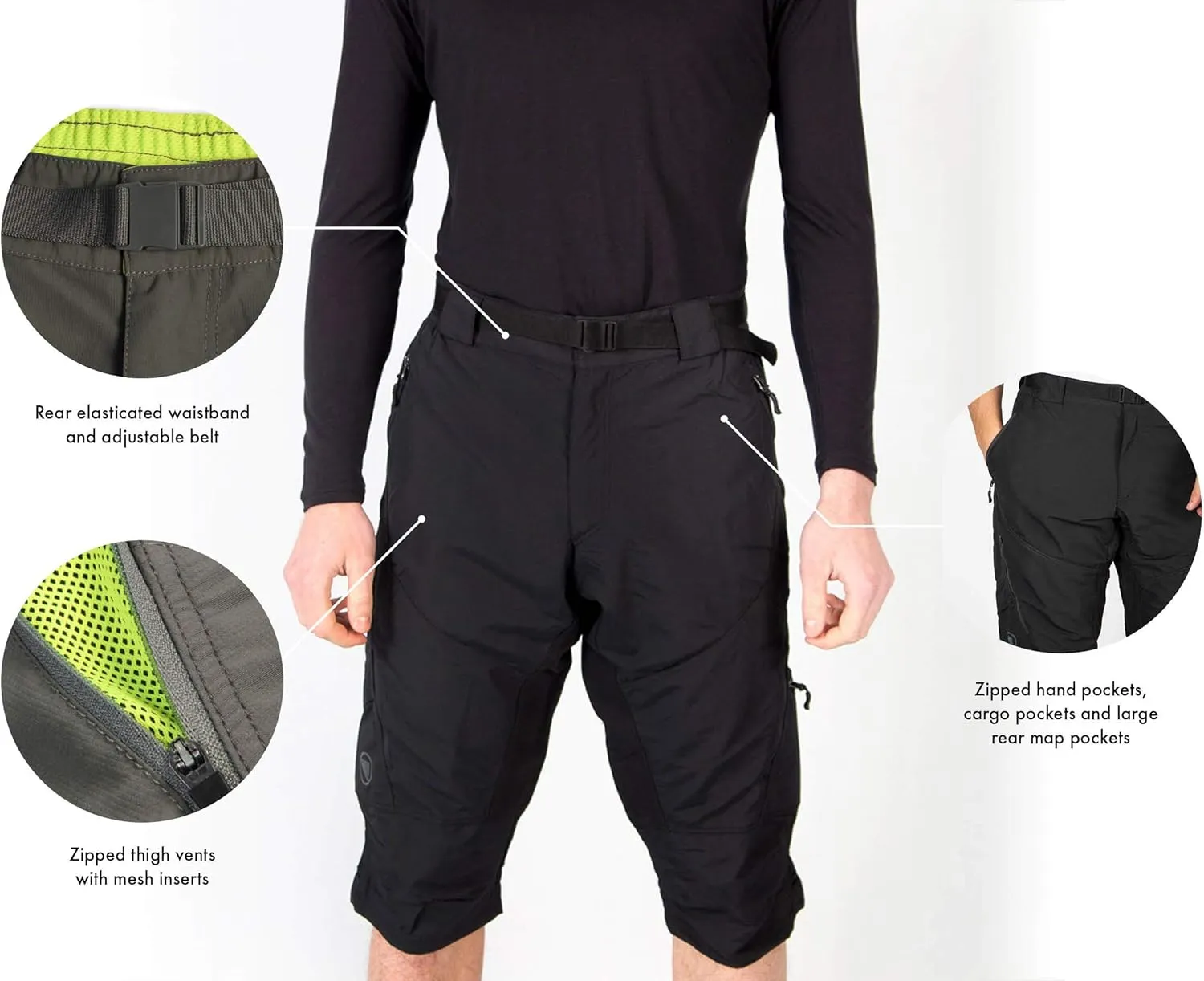 Endura Mens Hummvee Mountain Bike Baggy Cycling 3/4 Short with Liner