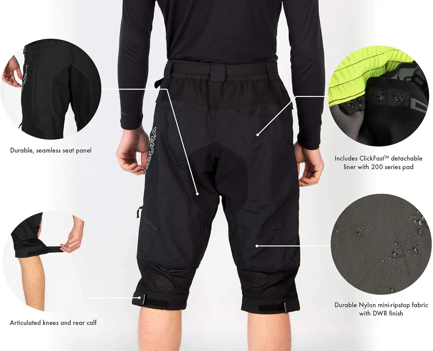 Endura Mens Hummvee Mountain Bike Baggy Cycling 3/4 Short with Liner