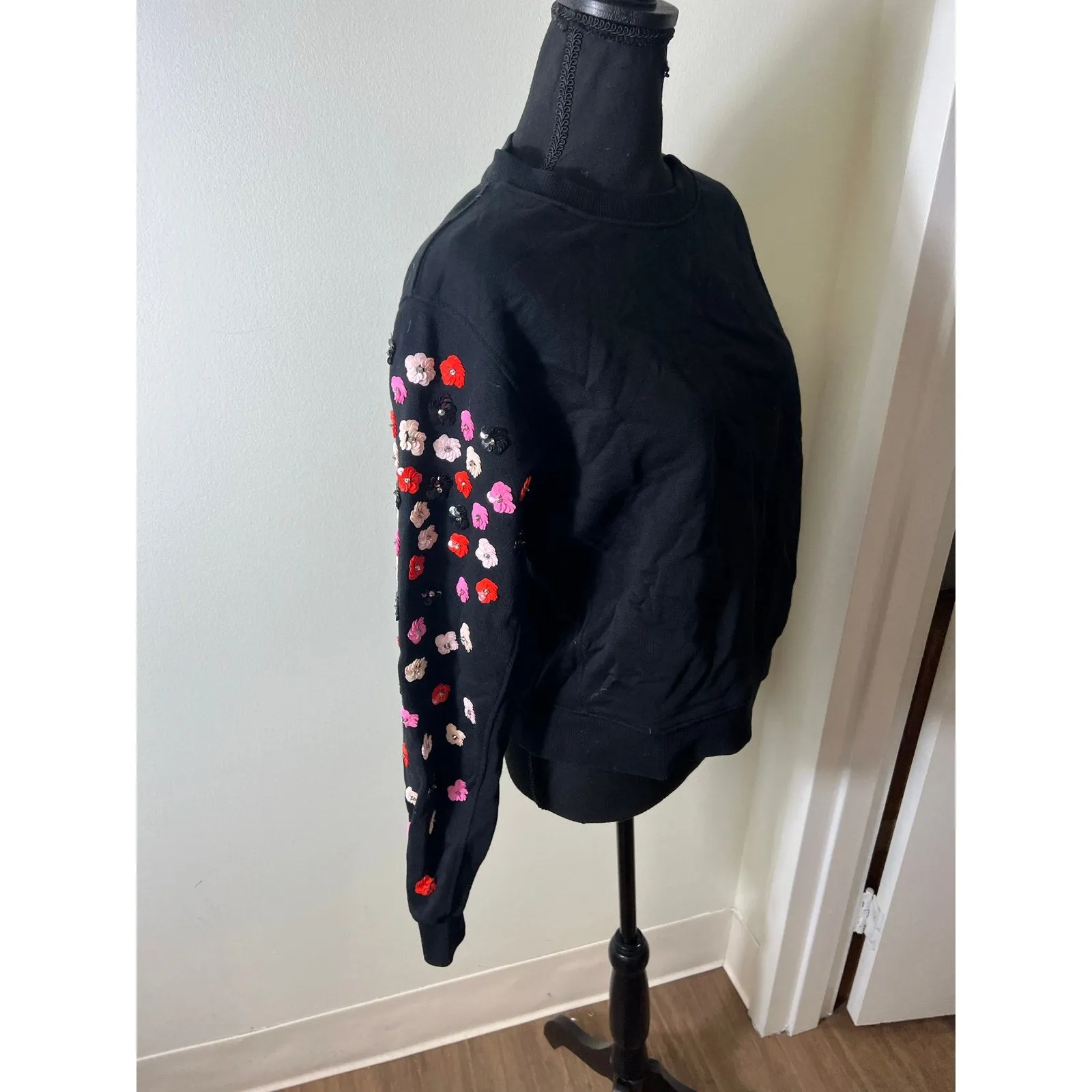 Essentiel Black Sequined Sweatshirt Sz 0